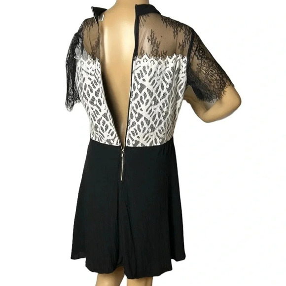 Simons Twik sheer ,lace dress,fray,lined,bow,shirt collar,Colorblock,multi media - Picture 6 of 16